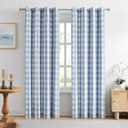 Amzdecor Blue White Buffalo Plaid Full Blackout Curtains 84 Inches Long, 52"W x 84"L