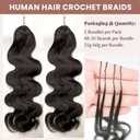 Pre-Separated Crochet Knotless Hair Extensions Body Wave Feather Crochet Human Hair Seamless Reusable for Women Hair 14inch 120g 100strands