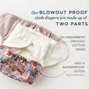 4 Esembly Cloth Diaper Bundle Set - 3 Organic Cotton Absorbent Inners and 1 Waterproof Outer Diaper Cover - Reusable, Washable, Snap Closure Cloth Diapers - Size 1 (7-17lbs), Lattice
