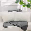NordECO HOME Luxury Soft Faux Fur Fleece Cushion Cover Pillowcase Decorative Throw Pillows Covers, No Pillow Insert, 12" x 20" Inch, White, 2 Pack (12" x 20" (Pack of 2), A-white)