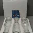 KooK Glass Carafe, Mimosa Bar Supplies, Carafe Pitchers with Lid, Set of 3, Glass Water Pitcher, Drink Dispensers for Parties, Tea, Wine, and Juice, Plastic Lids, Dishwasher Safe, 35 oz