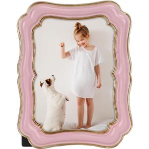PHAREGE 5x7 Vintage Picture Frame Pink Gold, Ornate Antique Picture Frame for 5x7 Photo, Retro Photo Frame for Tabletop Vertical or Horizontal Display, 1 Pack