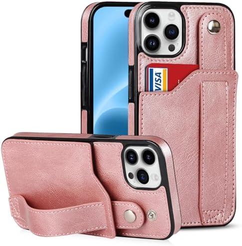Amazon.com: NKECXKJ Design for iPhone 16 Pro Max Phone Case with Adjustable Wrist Strap Kickstand Credit Card Slot Shockproof Hybrid Rugged Protective Cover for iPhone16ProMax 16promax Women 6.7 inch Rose Gold : Cell Phones & Accessories