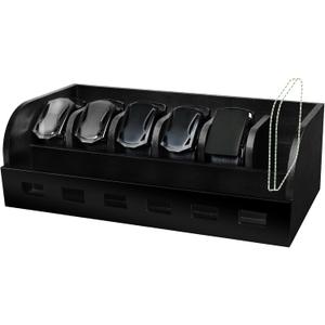 Large Adjustable Bamboo Belt Organizer Box, 6 Grids Belt Rack, Belt Organizer for Closet Shelf and Drawer, Tie and Belt Storage Organizer Wall Mount and Displayer for Men Women Father Day (Black)