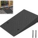 Rubber Threshold Ramp 7.09 Inch Rise, Wheelchair Rubber Door Ramp with Non-Slip Surface, Home Step Ramp with Channel for Wheelchairs/Cars/Scooters(1PCS, 2200LBs Loading)