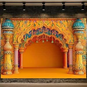 Backdrop for Photography Mehndi Decoration Yellow Flowers India Wedding Decorations Background Indian Wedding Party Decorations Photo Studio Props
10x8FT