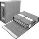 Bed Sheet Organizers and Storage 2 Pack, Foldable Sheets Set Organizer for Linen Closet, Bedding Storage Box for Blankets, Comforters, Pillow Cases and Duvet Covers - Grey