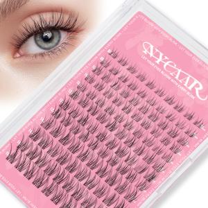 NYCAAR Lash Clusters Kit with Spikes Lash Clusters 120Pcs D Curl Anime Lash Extension Kit 8-18mm Manga Eyelash Extension Kit with Bond and Seal,Remover,Applicators DIY at Home(NY02)