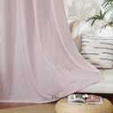 NICETOWN Blush Pink Linen Curtains for Kitchen, Thick Flax Small Window Treatments Semi Sheer Privacy Assured with Light Through for Cafe/Bathroom, W42 x L84, 2 Panels