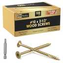 #10 x 2-1/2 Deck Screws, 108Pcs Star Drive Wood Screws, Rust Resistant Timber Screws for Timber/Log/Landscaping Wood, T25 Star Bit Included, Gold