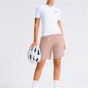 Women's Mountain Bike Shorts 4D Padded Cycling Shorts with Zipper Pockets High Waist Biking Riding Cycle Shorts (Pink)