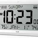 Wall Clock Atomic with Indoor Outdoor Temperature Battery Powered, Easy Reading with 10.5 Inch Large LCD Display, 330FT Range Table Wall Clock with DST, 12/ 24 Hour for Living Room Kitchen (White)