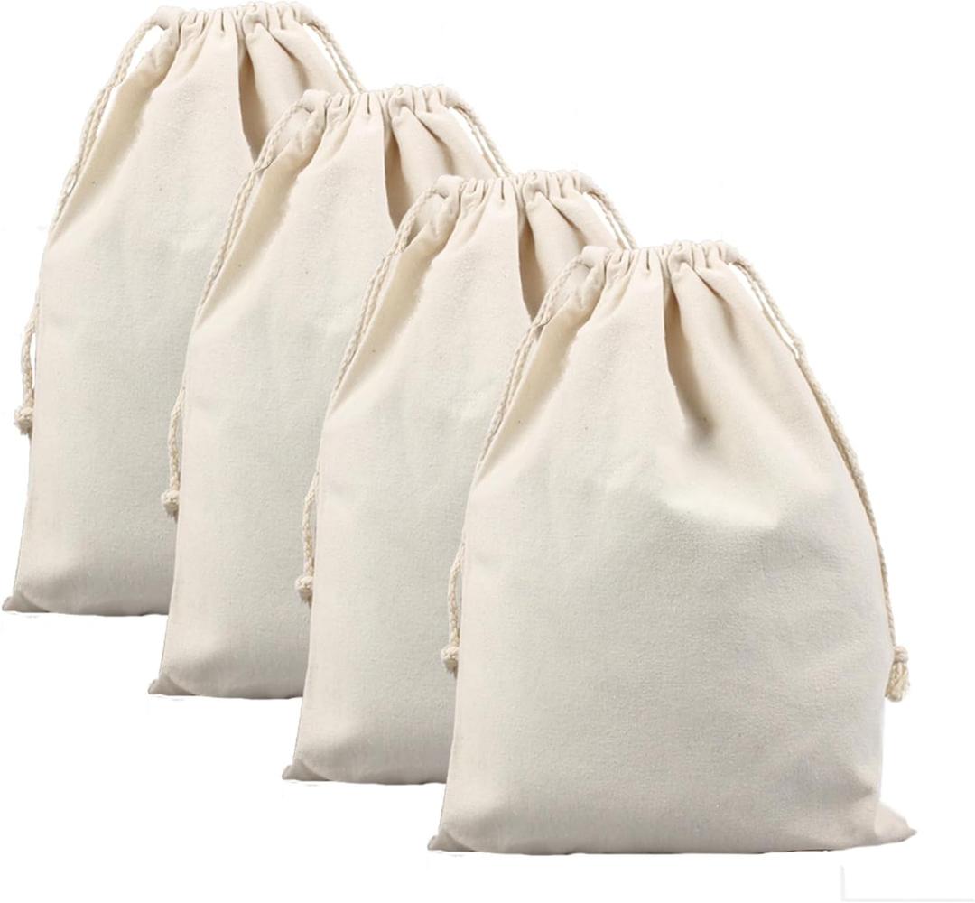 MTGHYARE 4 Pack Large Christmas Bags Drawstring Canvas,18"x26.8" Blank Christmas Gifts Santa Sack Bags DIY Extra Large Reusable Burlap Xmas Gift Heavy Duty Laundry Bag with Drawstring