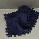 CaliTime Throw Pillow Covers Decorative 16 X 16 Inches Pack of 2 Cozy Solid Dyed Soft Chenille Cushion Cases with Pom Poms for Couch Sofa Bed Living Room Home Navy Blue