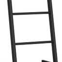 HOOBRO Blanket Ladder, 5 Tier Bamboo Ladder Shelf, Blanket Ladders for Living Room and Bedroom, Farmhouse Blanket Holder Rack for Storage and Home Decor, Decorative Towel Rack, Black BK91CJ01G1