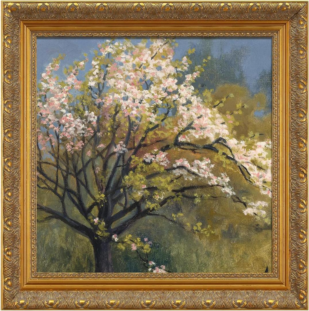 DIY Wood Canvas Frame for 36x36 Portrait Landscape Oil Paintings Art Prints, Vintage Gold Ornate Frame, Gold Wall Decor for Living Room Bedroom Exhibition (No Plexiglass & Backing Board)