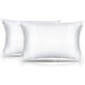 Small Pillow Cases 2 Pack Mini Pillow Cases 14x20 Breathable Silky Soft Toddler Pillow Cover Satin White Travel Size Pillow Cases Envelope Style