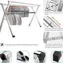 AIODE Clothes Drying Rack for Laundry Foldable, 79 inch Stainless Steel Pool Towel Rack Outdoor Free Standing Clothing Hanger Indoor