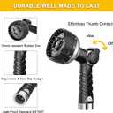 FANHAO Heavy Duty Garden Hose Nozzle, 100% Metal Water Hose Sprayer with 10 Spray Patterns, High Pressure Thumb Control On/Off Valve Water Nozzle for Plants Watering, Car & Pet Washing