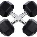 Rubber Dumbbell Set, 25Lb,  Pack of 2 (Black)