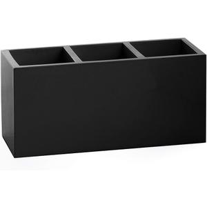 BINO Multi Purpose 3 Compartment Organizer - Makeup Container Organizers - Compartment Organizer for Makeup Brushes, Home and Office Supplies - Matte Black