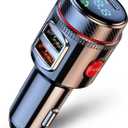 LIHAN Bluetooth 5.4 Car FM Transmitter, Wireless AUX Adapter with USB-C PD 30W & QC3.0 18W Dual Fast Charging, HiFi Bass EQ, CVC Hands-Free Calls, Siri/Google Assistant, 12V/24V Cars/Trucks/Vans