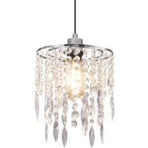 H11.81''X D8.66'' Chandelier Shades, Mini Crystal Shade, Acrylic Beaded Hanging Lampshade, Modern Pendant Light Shades, Sparkling Ceiling Decor for Bedroom, Hallway, Bar, Kitchen, Bathroom, 2-Tiers