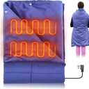Portable USB Heated Blanket, 3 Heat Level USB Heated Blanket Throw 3 Hrs Auto Off, Overheat Protection Softness USB Heating Blanket Wearable Machine Washable, Blue(Battery Pack Not Included)