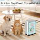 Bathroom Trash Can with Lid 8L/2.1 Gallon Silver Trash Can Small Garbage Can with Swing Top Lid Slim Stainless Steel Garbage Can with 100 Counts Trash Bags for Bathroom Bedroom Kitchen Office Toilet