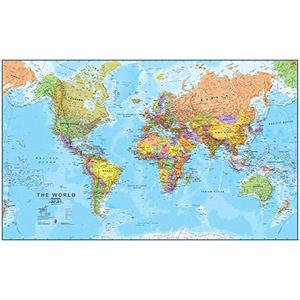 Maps International Giant World Map - Mega-Map Of The World - 46" x 80" - Fully Laminated - 2025 Updated