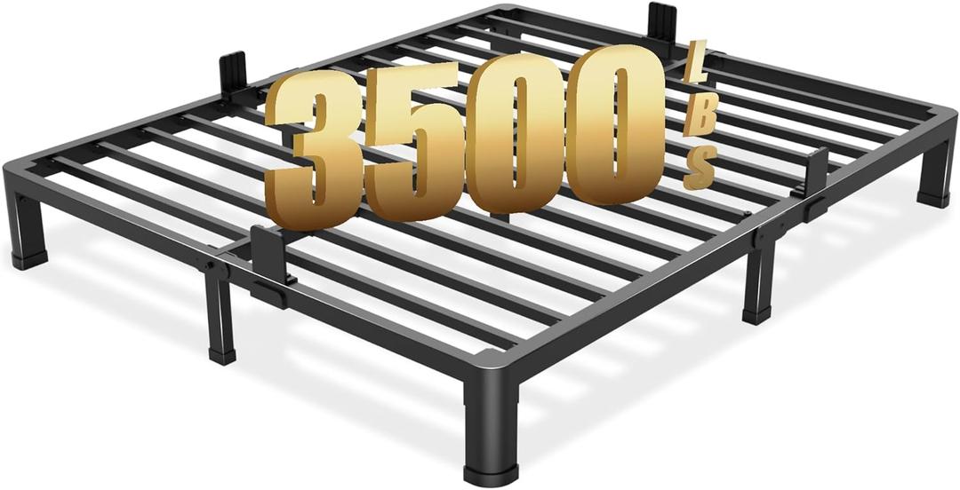 6 inch Full Size Bed Frame with Round Corner Legs Mattress Slide Stopper,Low Profile Heavy Duty Metal Platform,Steel Slat Support,No Box Spring Needed,Easy Assembly,Noise Free, Black 