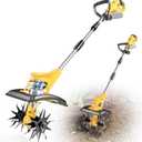 Cordless Tiller Cultivator Compatible with Dewalt 20V: MtiolHig Tiller for Gardening 360RPM Electric Garden Tiller, Brushless Rototiller 9" Width 6.3" Depth for Lawn/Soil Cultivation (No Battery)