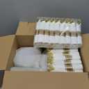 Goodluck 350 Piece Gold Plastic Dinnerware Set for 50 Guests, Fancy Disposable Plates for Party, Include: 50 Dinner Plates, 50 Dessert Plates, 50 Pre Rolled Napkins with Silverware, 50 Cups