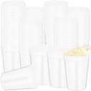 Domensi 60 Pcs Christmas 12 oz Plastic Stadium Cups Bulk Plastic Cups Reusable Blank Reusable Drink Tumblers Drinking Cups for Party Picnic Birthday Wedding Baby Shower Events DIY Projects (White)