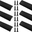   BokWin 6Pcs 120mm/4.72 Inch Mount Finger Edge Pull, Furniture Drawer Handles, Aluminum Concealed Handle for Home Kitchen Door Drawer Cabinet with Screws (Black) 