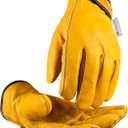 toolant Winter Leather Work Gloves, Warm 3M Thinsulate Lining for Cold Weather Work, Thermal Insulated Gloves (Large, Yellow - Winter Version (2 Pair))