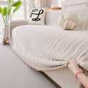 Erke Couch Cover Sheet Blanket, 3-Seat Small Size Sofa Cushion Slip Covers, L Shape Sectional Furniture Decor Protector, Machine Washable Chenille Slipcover for Pets Dogs Cats (71" x 118", Beige Coffee)