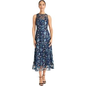 Maggy London Women's Women's Sleeveless High Neck Illusion Hem Lace A-line Formal Wedding Guest Dress, 14