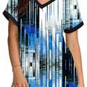 XIEERDUO Womens Summer Tops Short Sleeve Shirts Casual V Neck T Shirt Loose Fit Comfy (Blue, S)
