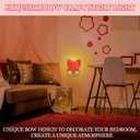 Pink Bow Resin Night Light Plug in Dusk to Dawn Decorative Night Lights for Indoor Bedroom, Bathroom Hallway