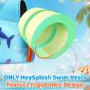 HeySplash Swim Vest for Kids, Puddle Float Jumper with Safety Buckle, A Blue Shark, for kids 33-66 lbs