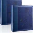 Photo Album 8x10 2 Packs Clear Pages Pockets Leathe Cover Slip Slide in Photo Album Each Holds 50 Vertical 8x10 Photos Picture Book for Wedding Family (Blue)