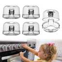 Stove Knob Covers - 5 Pack Heat Resistant Gas Stove Knob Covers with Child Proof Lock & 3M Strong Adhesive, Oil-Proof Oven Knob Covers with Clear Transparent Design, Pet-Friendly