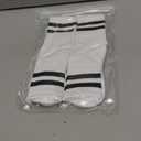 BONANGEL BONNAGEL Kids Athletic Crew Socks Boys Girls White Black Dress Socks Cotton School Uniform Socks 4Pairs, 6-8 Years, Whitestripe