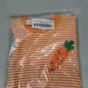 AHUGHAUE Baby Boy Girl Easter Outfit Sweatshirt Romper Striped Carrot/ Bunny Long Sleeve Bubble Romper Waffle Knit Bodysuit (Orange, 3-6 Months)