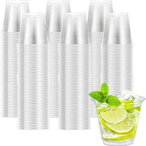 Lamosi 300 Pack 9 oz Clear Plastic Cups, Disposable Cups Wine Cocktail Punch, Sturdy & Food Safe Plastic Cup for Party & Wedding