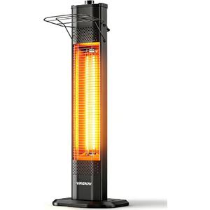 VAGKRI Outdoor Electric Patio Heater, 1500W 36" Infrared Heater with 2 Heat Tube, 3 Levels, Tip-Over&Overheat Protection, IPX5 Waterproof Tower Electric Patio Heater for Outdoor Indoor, Backyard, Room