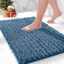Bathroom Rugs Non Slip Washable 36x24, Extra Thick Soft Chenille Absorbent Bath Mat, High Density Barrier Non Slip Backing, Quick Dry Plush Shaggy Floor Carpet for Tub&Shower, Blue
