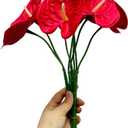Rikyo 8pcs 13inch Red Artificial Anthurium Lily Flowers Permanent for Home Decor Bouquet Home Bridal Wedding Festival Party,Crafts,Store Decor Arrangements Flower Bouquet Accessories