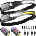 Victoper Rechargeable Headlamp 2Pack, Detachable 230° Wide Beam LED 2in1 Head Lamp with Motion Sensor, Hard Hat Head Light for Adults, 9 Modes Flashlight for Running Hunting Camping Essentials Gear